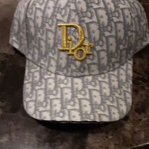 Dior Monogram Cap in Gray with Gold Logo